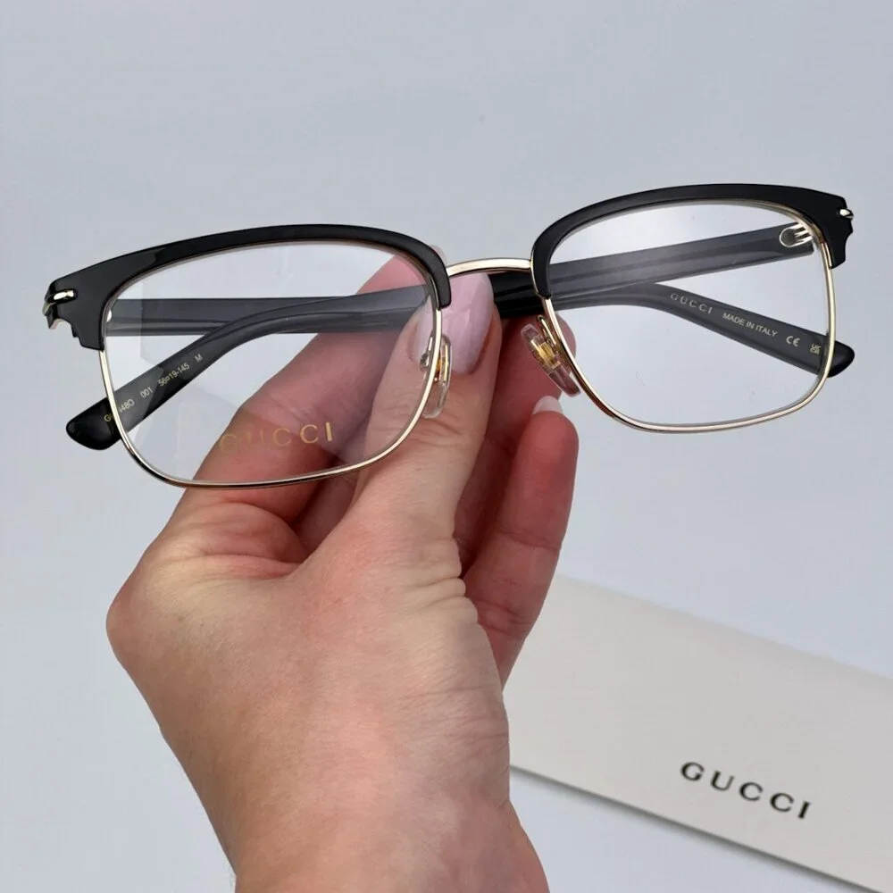 Gucci GG1448O 001 BRAND NEW Eyeglasses Gold Rectangle Unisex